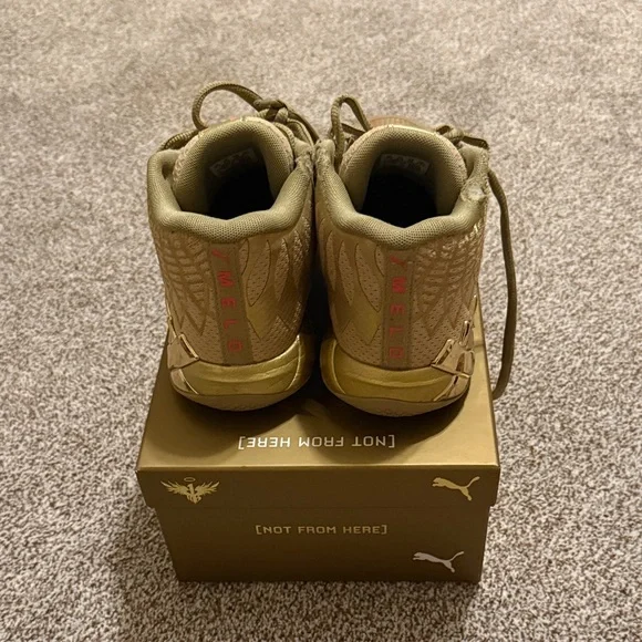 Melo Puma Kids Sneakers in Olive and Gold - Picture 3 of 4